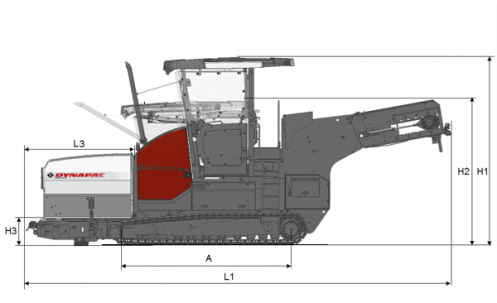 Blueprint side view Dynapac MF2500CS