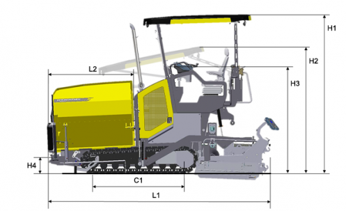 Blueprint Seitenansicht Dynapac F1800C