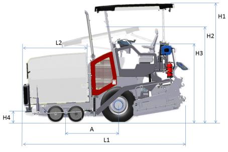 Blueprint Seitenansicht Dynapac SD1800W
