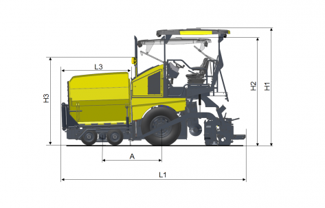 Måttskiss, sidovy Dynapac F1700WS