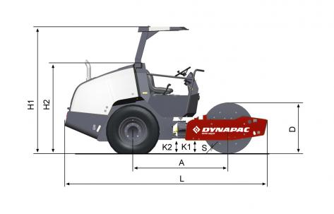 Blueprint side view Dynapac CA1300D