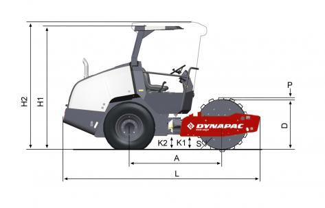 Blueprint side view Dynapac CA1300PD