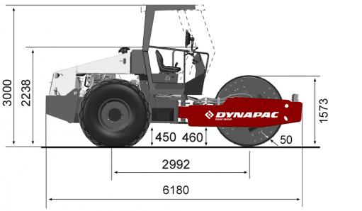 Dimensões - vista lateral Dynapac CA610D