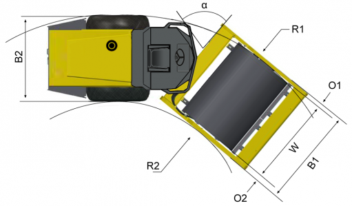 Dimensões - vista superior Dynapac CA250PD