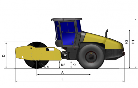 Blueprint side view Dynapac CA3500D