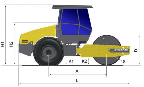 Blueprint side view Dynapac CA702D