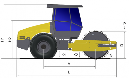 Blueprint side view Dynapac CA702PD