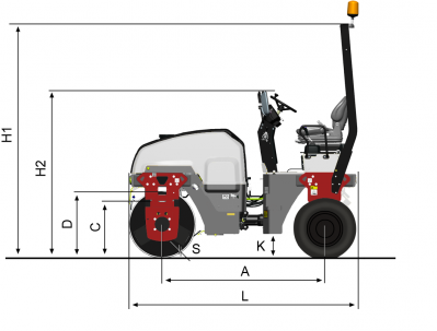 Plan - widok z boku Dynapac CC1300C Plus