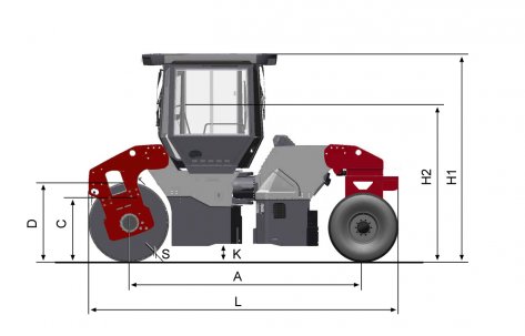 Blueprint Seitenansicht Dynapac CC2300C