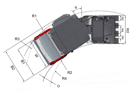 Размеры, вид сверху Dynapac CC5200C VI