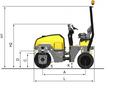 Blueprint Seitenansicht Dynapac CC1100C Plus