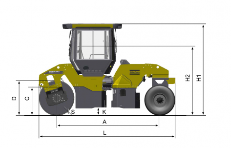 Blueprint side view Dynapac CC3300C