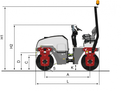 Blueprint Seitenansicht Dynapac CC1300 Plus