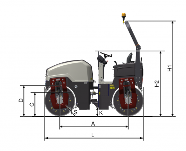 Blueprint Seitenansicht Dynapac CC1300 VI