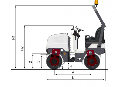 Blueprint side view Dynapac CC900G Plus