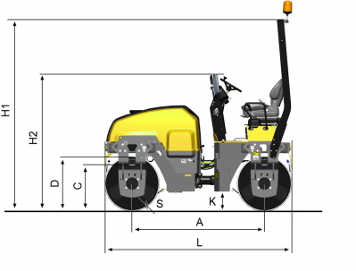 Blueprint side view Dynapac CC1300 Plus