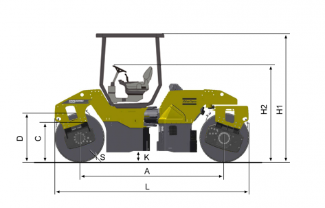 Blueprint side view Dynapac CC2300
