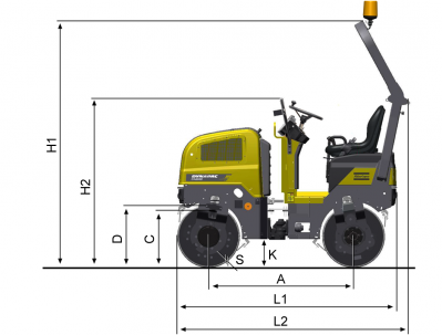 Blueprint Seitenansicht Dynapac CC800 Plus