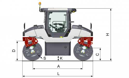 Blueprint side view Dynapac CG2300