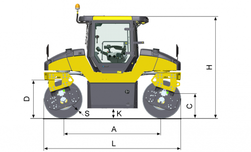 Blueprint side view Dynapac CG2300