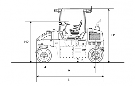 Plan - widok z boku Dynapac CP1200