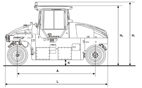 Blueprint side view Dynapac CP2100