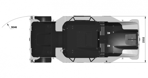 Dimensões - vista superior Dynapac CP2700