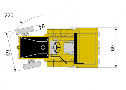 Dimensões - vista superior Dynapac CP142