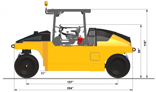Dimensões - vista lateral Dynapac CP2100