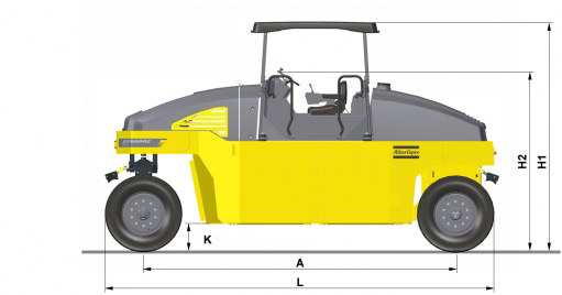 Размеры, вид сбоку Dynapac CP275