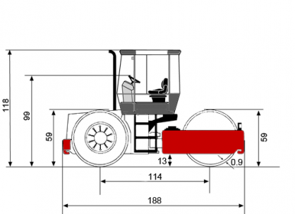 Blueprint Seitenansicht Dynapac CS1400