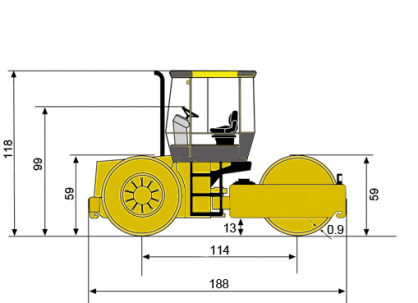 Blueprint Seitenansicht Dynapac CS1400