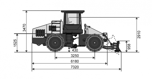 Dimensões - vista lateral Dynapac CT3000