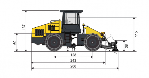 Dimensões - vista lateral Dynapac CT3000