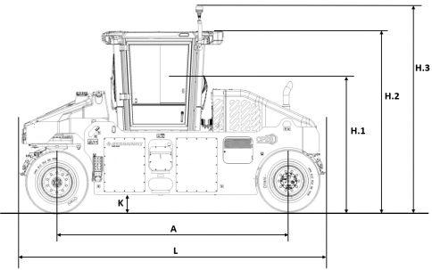 Blueprint side view Dynapac CP28