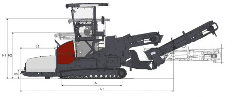 Blueprint side view Dynapac MF2500CS with SW5500