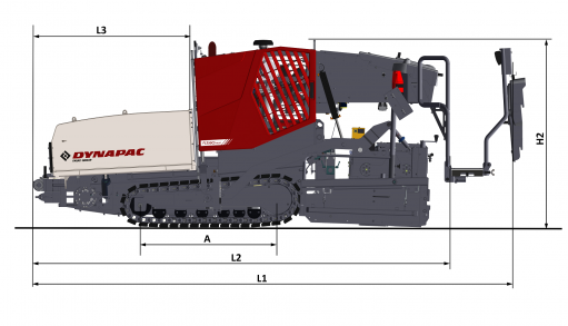 Blueprint side view Dynapac F1250CS PLUS