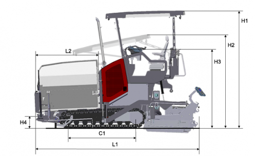 Blueprint side view Dynapac F1800C