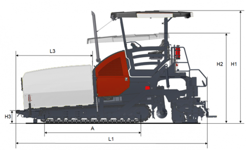 Blueprint side view Dynapac F2500C