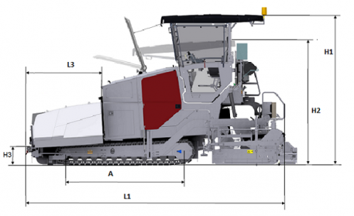 Blueprint side view Dynapac SD2500CS PROTAC