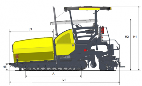 Blueprint side view Dynapac F2500CS