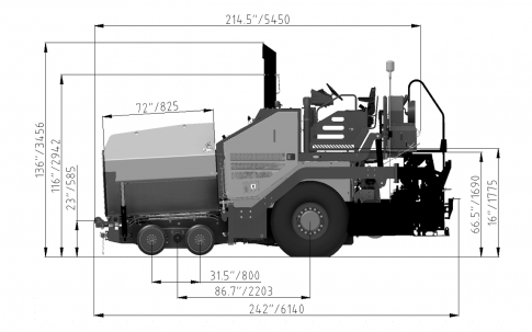 Blueprint side view Dynapac F800W
