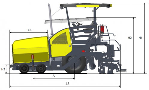 Blueprint side view Dynapac SD2500WS