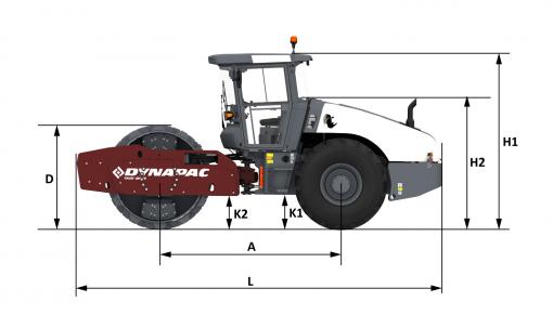 Blueprint side view Dynapac CA50PD Rhino