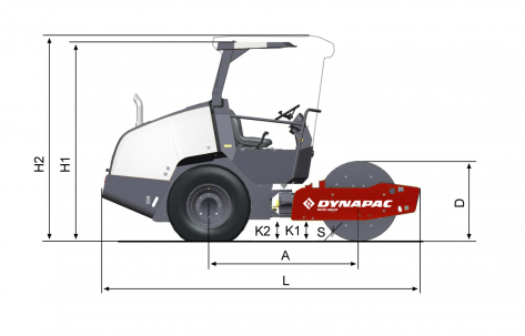 Blueprint side view Dynapac CA15D Rhino