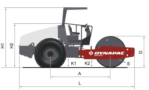 Blueprint side view Dynapac CA300D