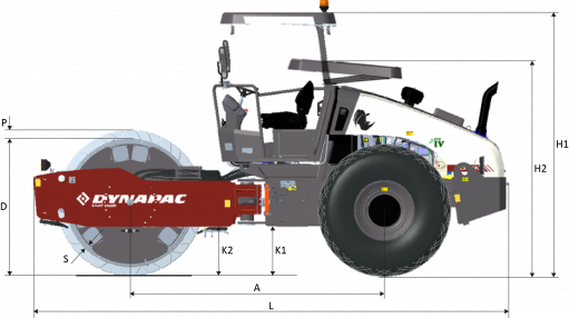 Blueprint side view Dynapac CA305PD Rhino