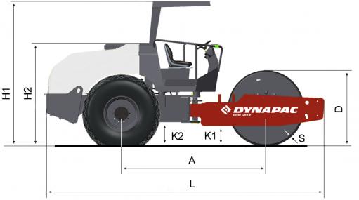 Blueprint side view Dynapac CA385D