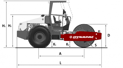 Blueprint side view Dynapac CA510D