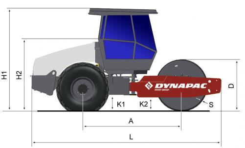 Blueprint side view Dynapac CA702D